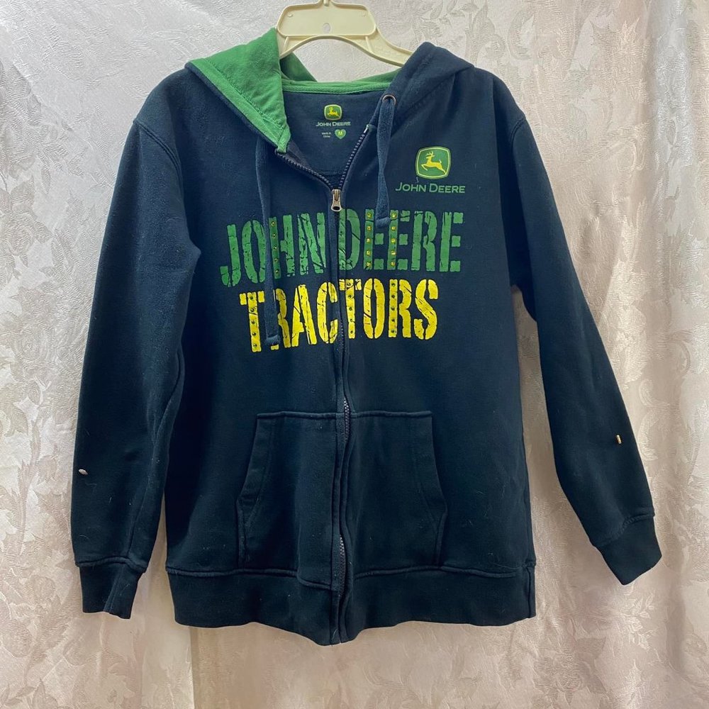 Girls Size Med John Deere Tractor Full Zip Hoodie